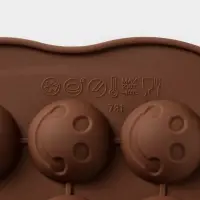 Форма для конфет и шоколада Доляна &laquo;Шарик смайл&raquo;, силикон, 20&times;10 см, 15 ячеек, коричневая