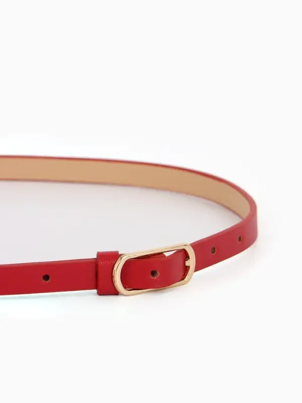 Ремень жен 02-01-01-01, Июнь2515 1,5*0,3*110 см, без винта, пряж золото, 1 прокол, красный   1090317