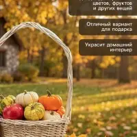 Корзина плетёная для хранения, 15&times;15&times;8 см, ручка h=14 см, лоза, натуральная, Greengo