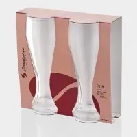 Пивные стаканы Paşabah&ccedil;e Pub, 415 мл, набор 2 шт., стекло, прозрачные
