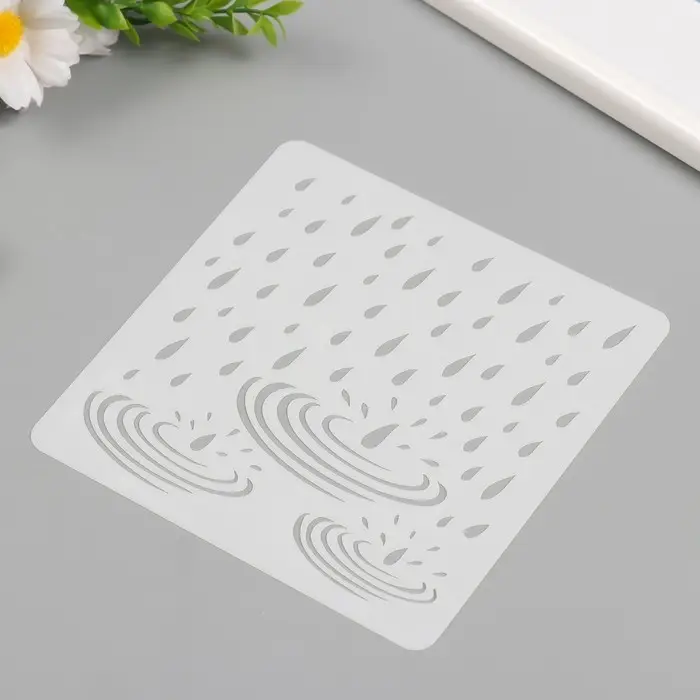 Трафарет пластик  Трафарет пластик "Дождь по лужам" 15х15 см