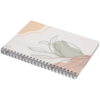 Бизнес-тетрадь 120л,клетка,А4 Flora 1,пласт.обл,серебр.спир,3раздел,линейка