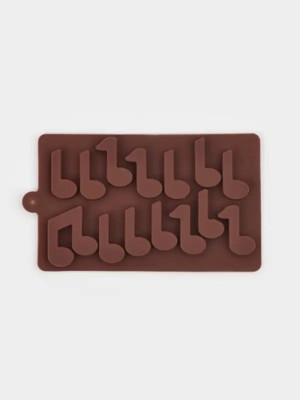 Форма для шоколада Доляна &laquo;Ноты&raquo;, силикон, 19.5&times;12&times;1 см, 15 ячеек (4.2&times;2.2 см), коричневый