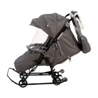 Санки - коляска Nika Kids &laquo;Наши детки 6&raquo;, чехол для ног, муфта, сумка, принт с ламой, серый