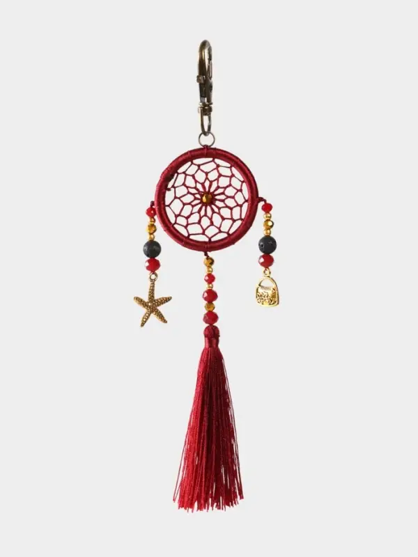 Брелок ловец снов, 17 см, бордовый Брелок ловец снов, 17 см, бордовый