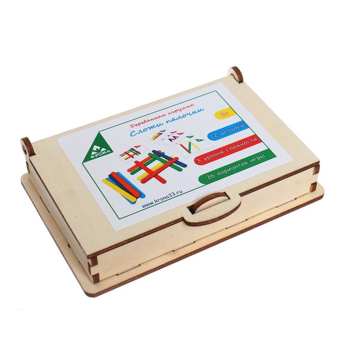 Игровой набор «Сложи палочки» 18 карточек,12 цветных деревянных палочек Игровой набор «Сложи палочки» 18 карточек,12 цветных деревянных палочек