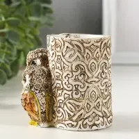 Фигурка - карандашница полистоун &laquo;Филины с орнаментом&raquo;, 6.5&times;8.5&times;9 см