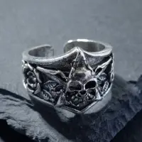 Кольцо &laquo;Перстень&raquo;, череп с цветами, цвет чернёное серебро, безразмерное