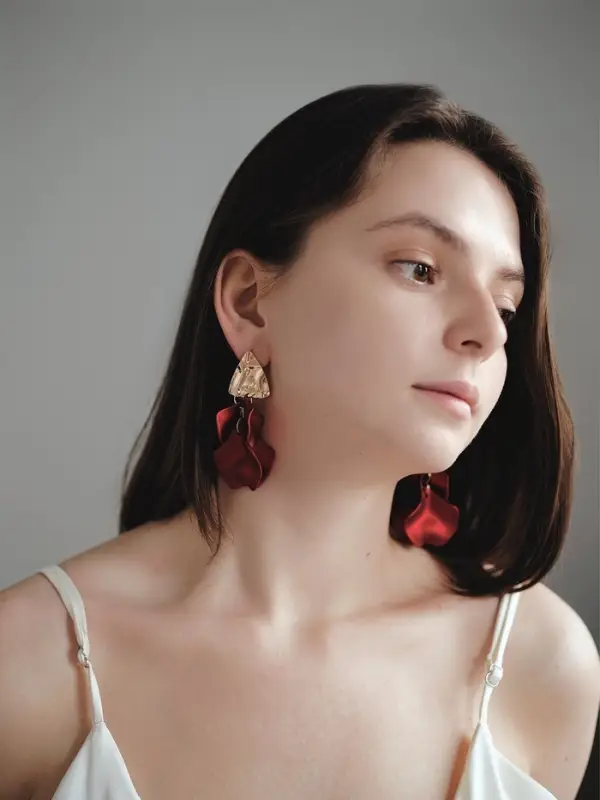 Серьги ассорти &laquo;Ветер&raquo;, мятые треугольники, цвет красно-золотой