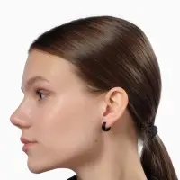 Серьги кольца чёрные QF &laquo;Нео&raquo;, d=1.4 см