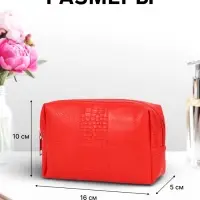 Косметичка ONE COLOR, на молнии, искусственная кожа, красная