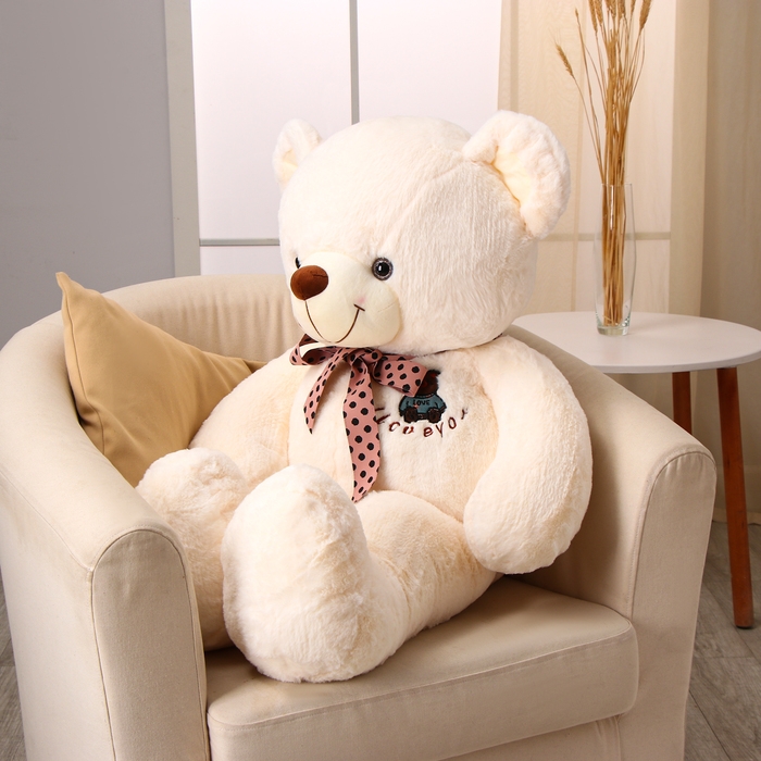 Мягкая игрушка «Мишка», с бантом в горошек, 100 см, цвет белый Мягкая игрушка «Мишка», с бантом в горошек, 100 см, цвет белый