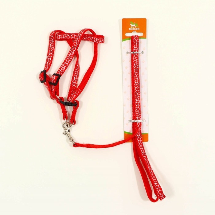 Комплект прошитый Комплект прошитый "Жираф", ширина 1 см, поводок 120 см, шлейка 23-35 см, красный