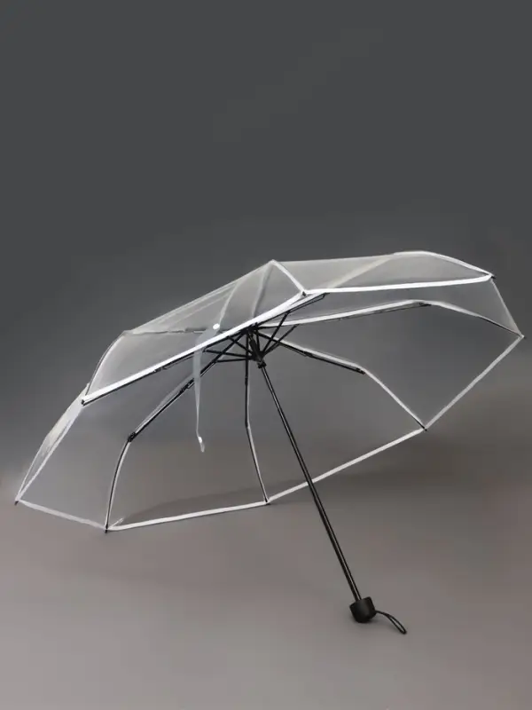 Зонт механический &laquo;Однотонный&raquo;, 3 сложения, 8 спиц, R=48/53 см, d=96 см, прозрачный, белый