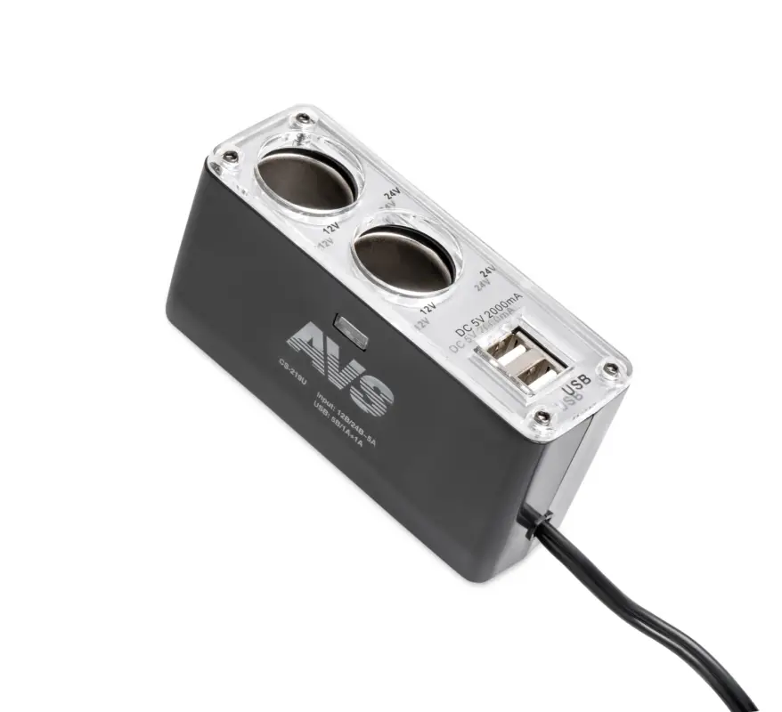 Разветвитель прикуривателя AVS 12/24 (на 2 выхода+2USB) CS219U
