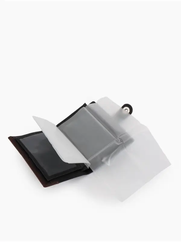 Портмоне мужское на кнопке, 3 в 1, для автодокументов и паспорта, 2 отдела, для карт, для монет, цвет чёрный, кофе