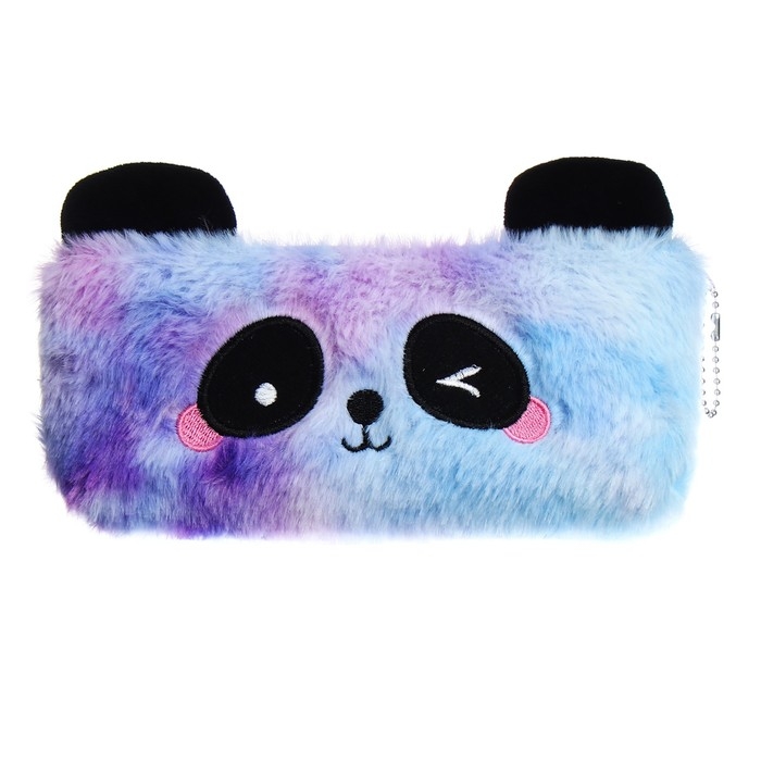 Пенал школьный меховой на молнии Calligrata Пенал школьный меховой на молнии Calligrata "Панда", микс