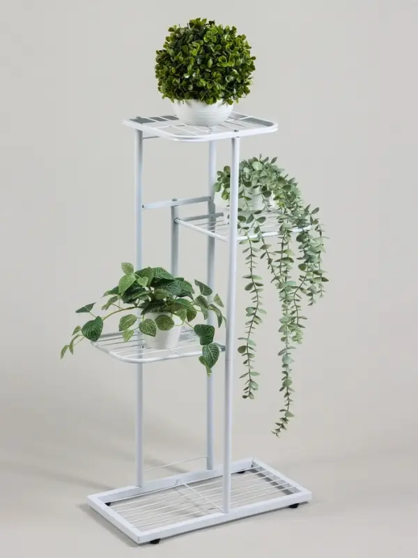 Подставка для цветов Greengo, 4 полки, 43&times;22&times;82 см, напольная, металл, белая