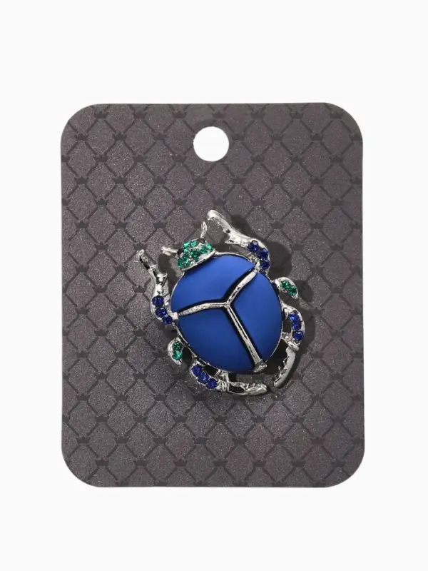 Брошь &laquo;Жук скарабей&raquo;, матово-синяя в серебре