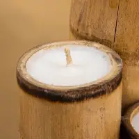 Свеча в бамбуке двойная «Звезда», 13×14×30 см, 100 мл, бежевая