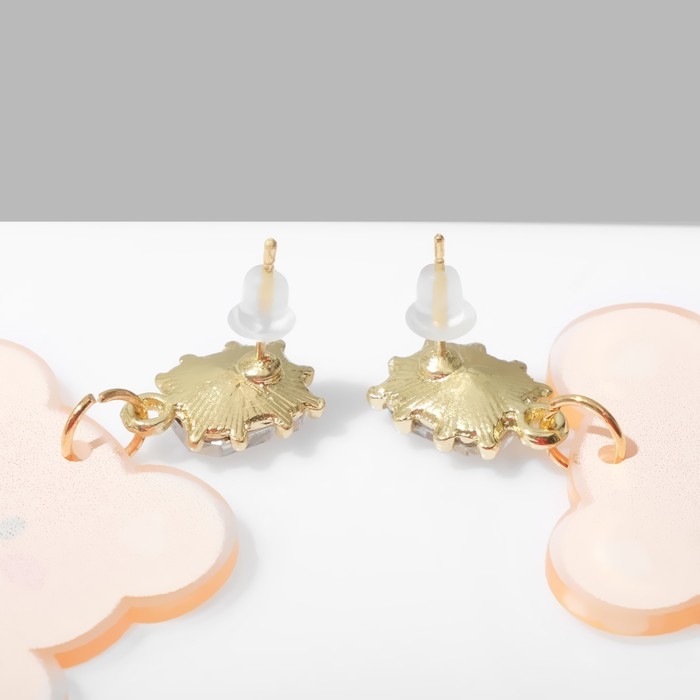 Серьги пластик «Мишки» в бантиках, цветные в золоте Серьги пластик «Мишки» в бантиках, цветные в золоте