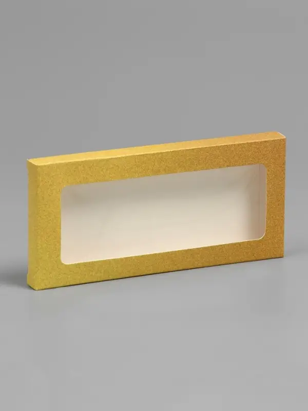 Подарочная коробка под плитку шоколада, с окном, золотая, 17×8×1.4 см Подарочная коробка под плитку шоколада, с окном, золотая, 17×8×1.4 см