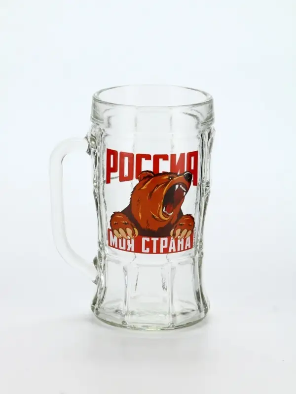 Кружка пивная стеклянная «Россия, моя страна», 500 мл Кружка пивная стеклянная «Россия, моя страна», 500 мл