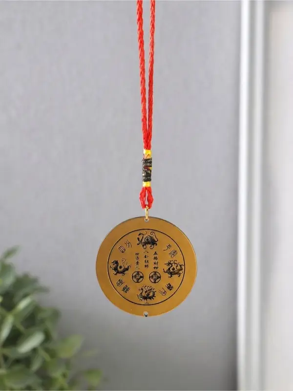 Подвеска металл, текстиль &laquo;Ба-гуа. Инь-ян, солнце и луна&raquo;, 2 стороны, 5.2&times;5.2&times;0.3 см