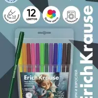 Фломастеры ErichKrause Magic Pet, 12 цветов, в футляре с европодвесом