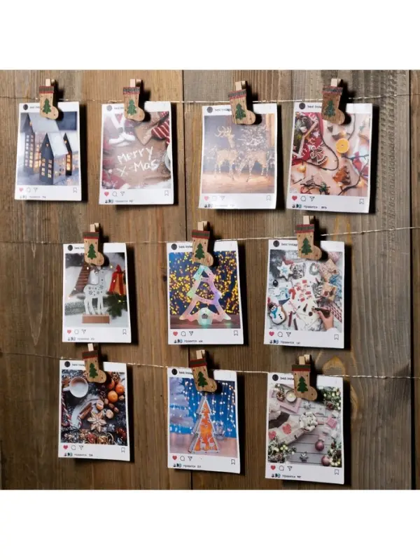 Гирлянда &laquo;Нить&raquo; 2 м, роса с насадками &laquo;Прищепки-чулок&raquo;, IP20, серебристая нить, 20 LED, от батареек АА&times;2, свечение тёплое белое