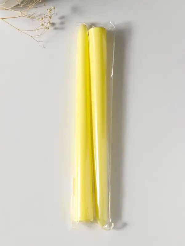 Набор свечей античных 25 см, 2 шт., 58 г, 7 ч, пастельно-жёлтый