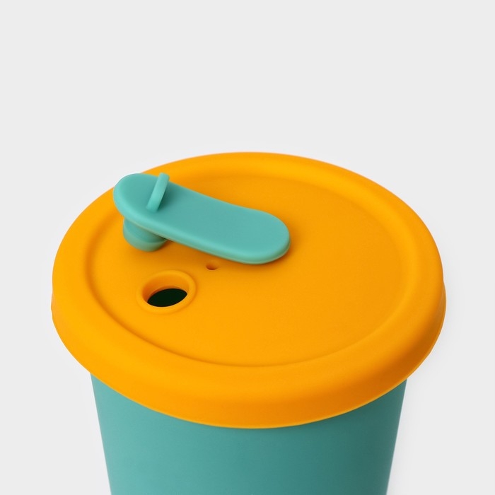 Стакан с крышкой и трубочкой, 350 мл, 9×9×13,5см, цвет голубой Стакан с крышкой и трубочкой, 350 мл, 9×9×13,5см, цвет голубой