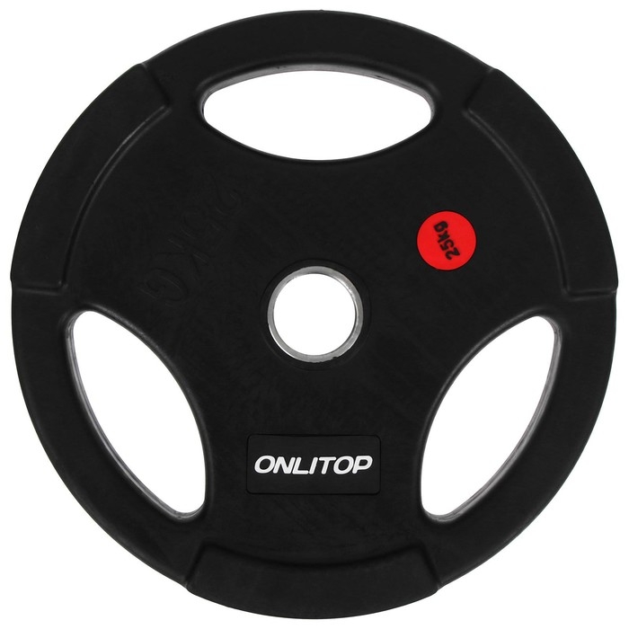 Диск олимпийский ONLYTOP, обрезиненный, с тройным хватом, 25 кг, d=50 мм Диск олимпийский ONLYTOP, обрезиненный, с тройным хватом, 25 кг, d=50 мм