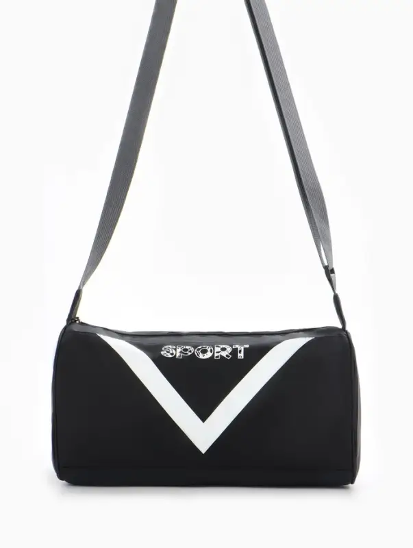 Сумка спортивная на молнии, боковой карман/сетка, регулируемый ремень, маленький размер, чёрная