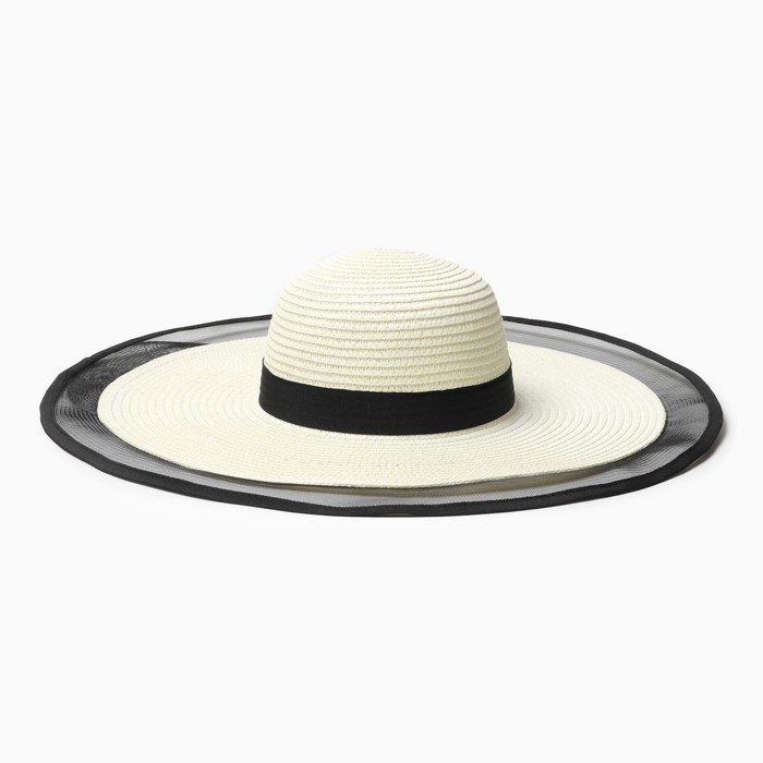 Шляпа женская MINAKU, цв. молочный, р-р 58 Шляпа женская MINAKU, цв. молочный, р-р 58