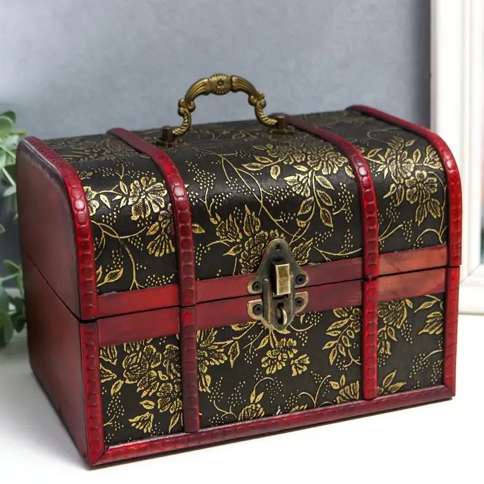 Шкатулка для украшений &laquo;Сундучок. Цветы и бамбук&raquo;, дерево, состаренная, 15&times;22&times;15.5 см, МИКС