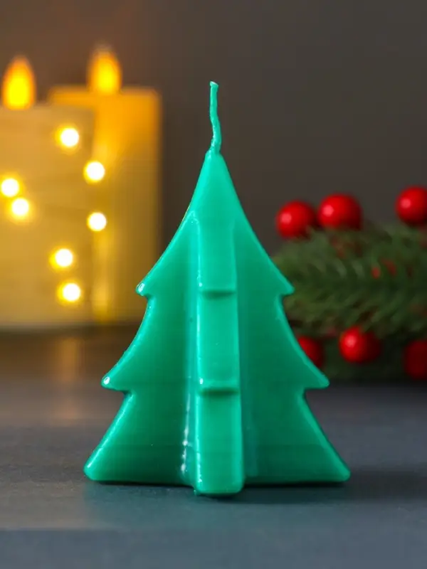 Свеча "Ёлочка" 67*85 мм, зеленая