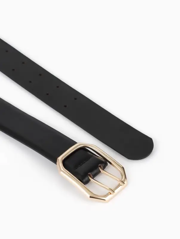 Ремень жен, 06-01-01-02, 3,5*0,3*110 см, без винта, пряжка золото, 2 прокол, черный