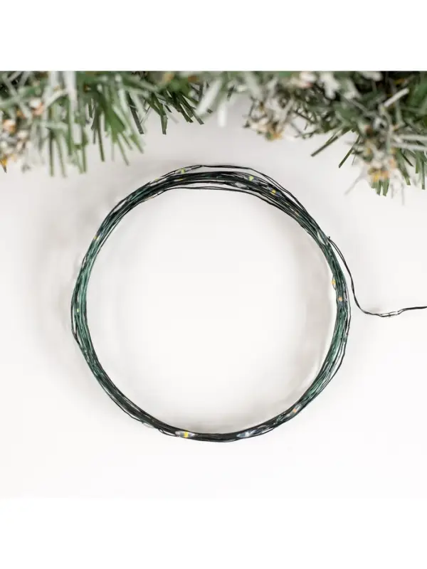 Гирлянда &laquo;Нить&raquo; 5 м, роса, IP20, зелёная нить, 50 LED, 2 режима, от батареек АА&times;3, свечение мульти