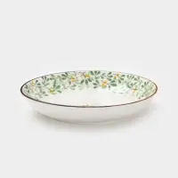 Тарелка &laquo;Гармония лепестков&raquo;, d=20.5 см, фарфор, белая, зелёная