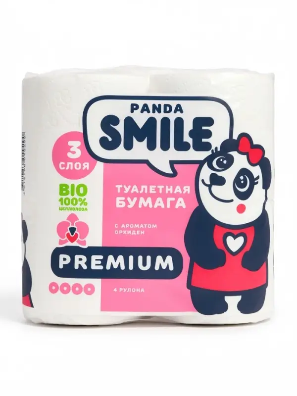 Туалетная бумага SMILE, с ароматом орхидеи, 3 слоя, 4 рулона
