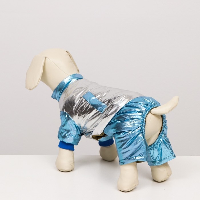 Комбинезон Комбинезон "Блеск", размер 14 (ДС 32 см, ОГ 42 см, ОШ 31 см), серебряно-голубой