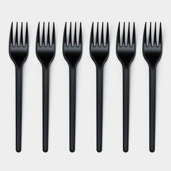 Вилки одноразовые Не ЗАБЫЛИ!, набор 6 шт., пластик, 15.5 см, столовая, чёрная Вилки одноразовые Не ЗАБЫЛИ!, набор 6 шт., пластик, 15.5 см, столовая, чёрная