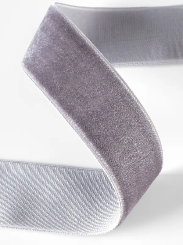 Лента бархатная, 25 мм, 18&plusmn;1 м, серая №184