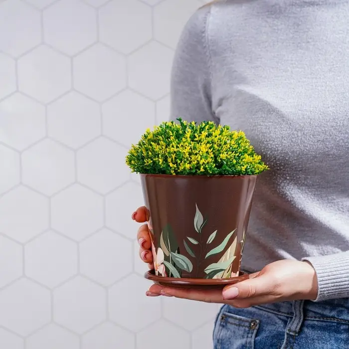 Горшок для цветов Доляна «Тропический лес», 800 мл, цвет коричневый Горшок для цветов Доляна «Тропический лес», 800 мл, цвет коричневый