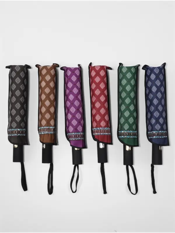 Зонт полуавтоматический &laquo;Орнамент&raquo;, эпонж, 3 сложения, 8 спиц, R=48/55 см, d=96 см, МИКС