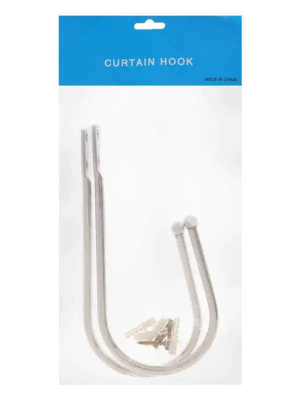 Крючок для штор ТУНДРА KS011, однорожковый, цвет хром, 2 шт Крючок для штор ТУНДРА KS011, однорожковый, цвет хром, 2 шт