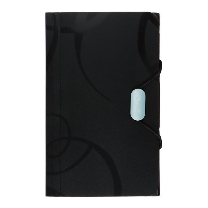 Папка на резинке А6, 12 отделений, узоры, чёрная Папка на резинке А6, 12 отделений, узоры, чёрная