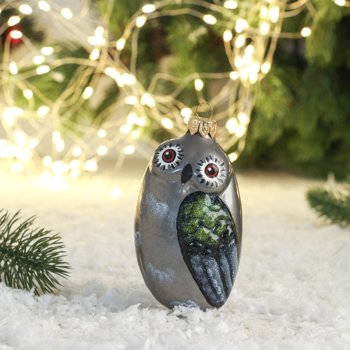 Ёлочная игрушка Ёлочная игрушка "Совушка" ручная роспись, 11 см, бело-серая