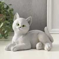 Фигурка &laquo;Кошка лежит&raquo;, 13&times;17&times;12 см, гипс, серый